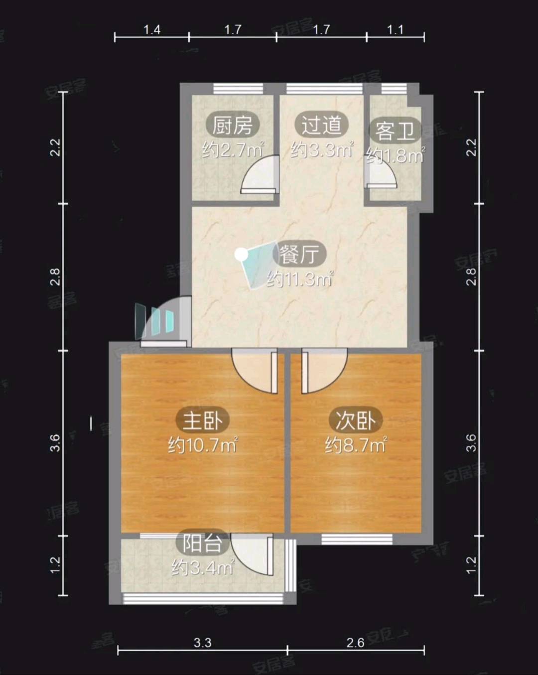 电网宿舍56㎡两房 南北通透22万 缩略图9